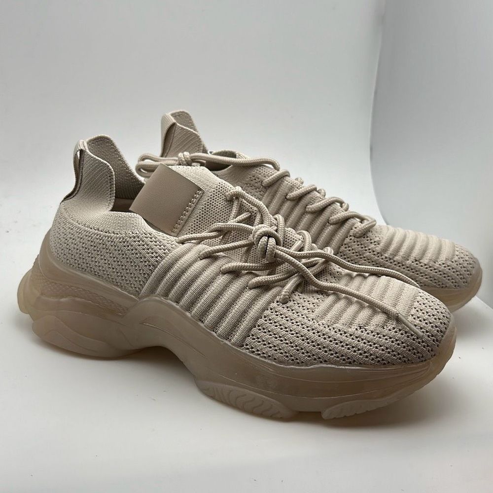 CUSHIONAIRE Women's Knit Sneaker +Memory Foam 8 TAUPE/CREAM